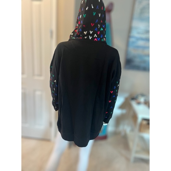 Oversized black hooded sequin pullover M L - Picture 4 of 7